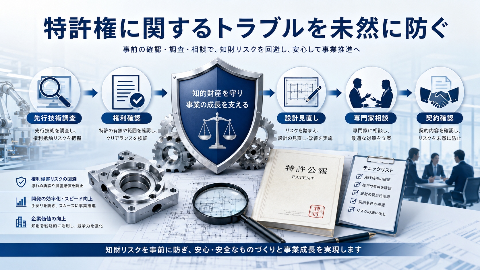 特許権に関するトラブルを未然に防ぐ