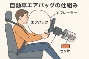 自動車エアバッグの仕組み