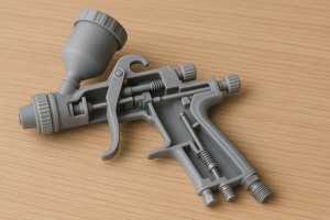 エアキャップとノズルを通じて、液体が霧状に噴出