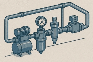 圧縮空気を各機器に供給するための配管システム