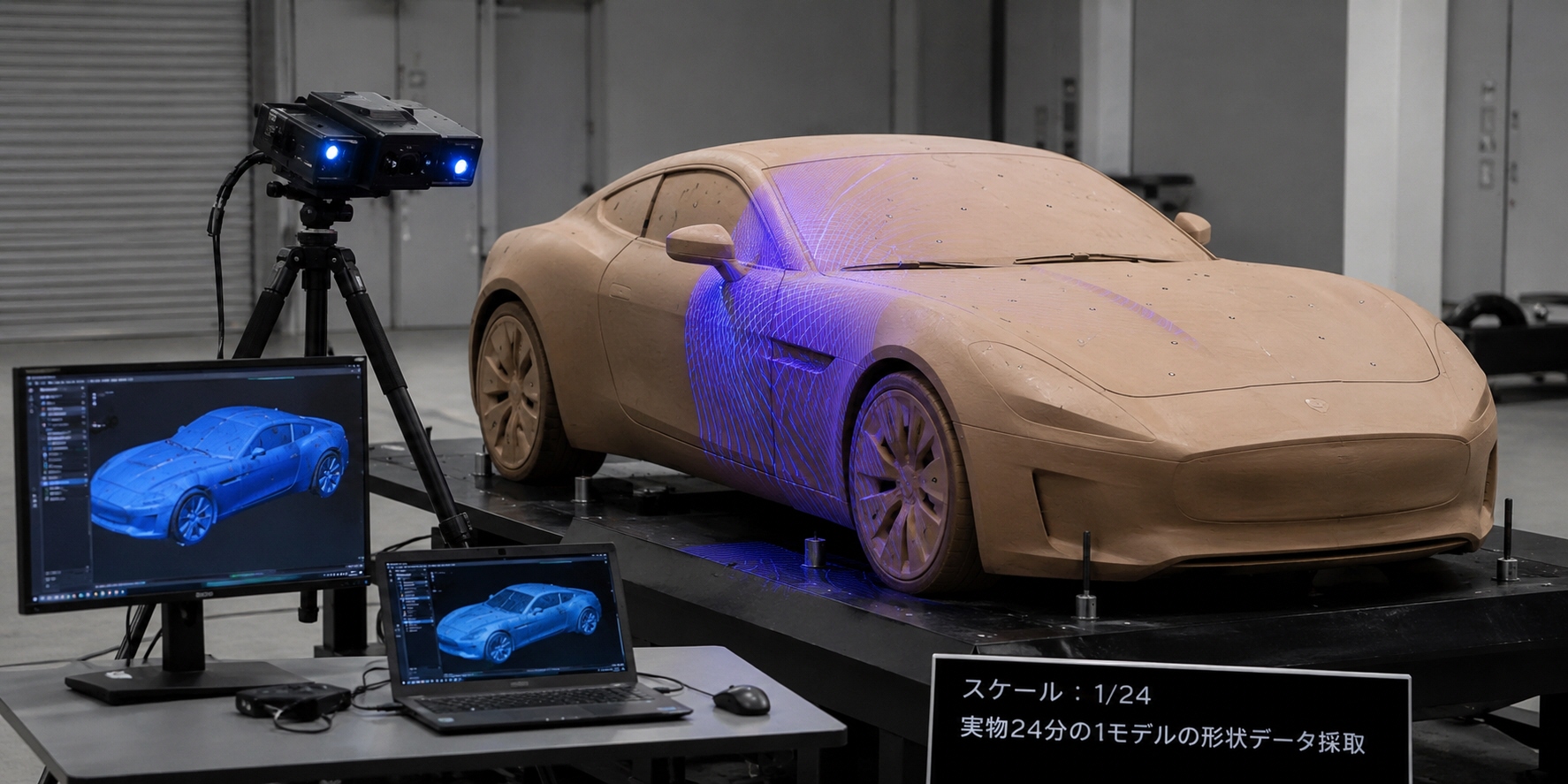 実物24分の1モデルの形状データ採取