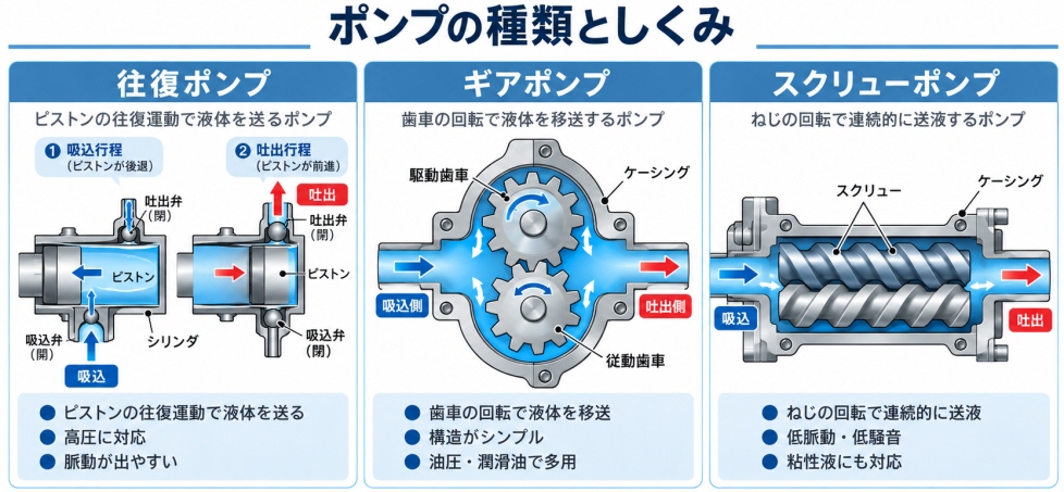 ポンプの種類と仕組み