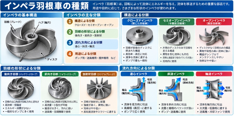 インペラ羽根車の種類