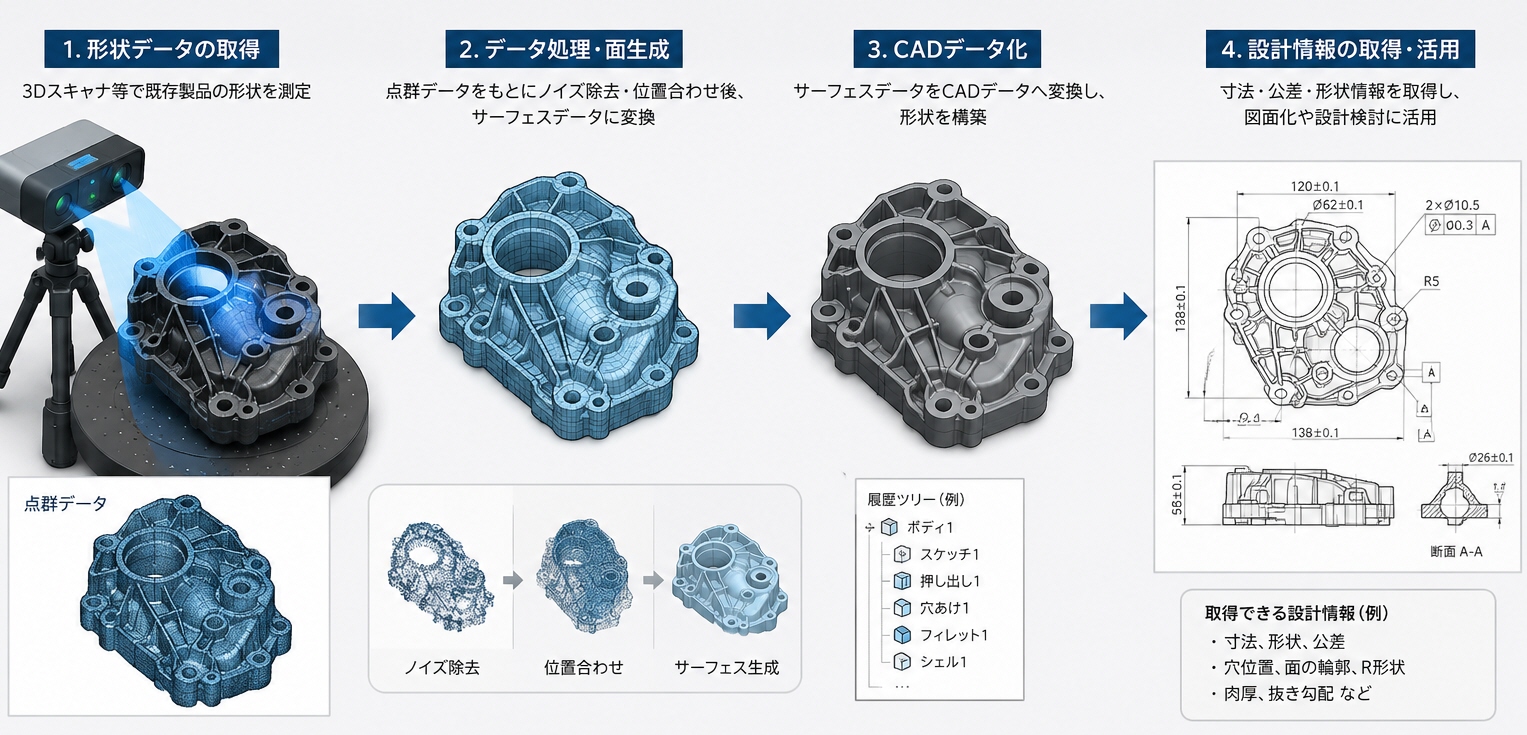 既存製品の形状データから設計情報得る