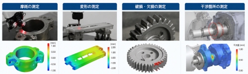 機械部品や設備の摩耗、変形、破損、干渉箇所などを測定