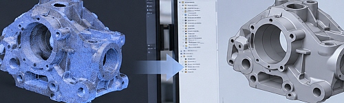 3Dスキャンと手作業によるCADモデリングを組み合わせ